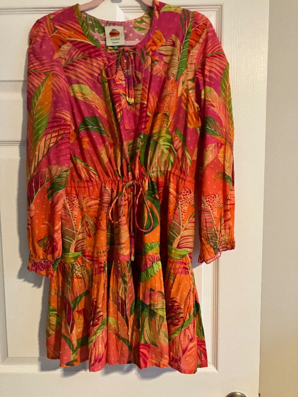 Farm Rio Long Sleeve Colorful Mini Dress Medium
